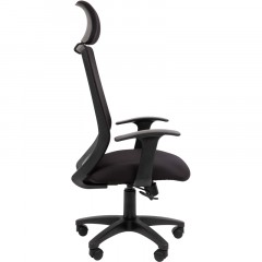 Кресло VT_EChair-672 TC ткань/сетка черный, с подголовником, пластик Кресло VT_EChair-672 TC ткань/сетка черный, с подголовником, пластик - фото 3