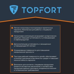 Перчатки КЩС нитриловые TOPFORT Профхим Нит К80 Щ40 цв.синий разм 9,ПС - фото 3