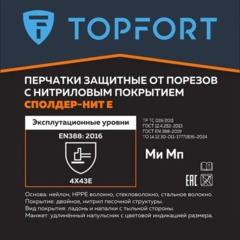 Перчатки защитные от порезов TOPFORT Сполдер Нит Е с нитр.покр. р.11 - фото 2