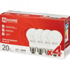 Лампа светодиодная LED-A60-VC 20Вт 230В Е27 4000К 1900Лм IN HOME (4шт) Лампа светодиодная LED-A60-VC 20Вт 230В Е27 4000К 1900Лм IN HOME (4шт) - фото 4