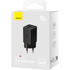 Зарядное устройство сетевое Baseus GaN5 Pro USB-C+C 40W черный Зарядное устройство сетевое Baseus GaN5 Pro USB-C+C 40W черный - фото 6