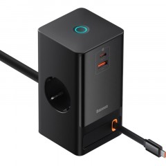 Зарядное устройство сетевое Baseus PSLR000301 2AC+1A+1C retr 65W черный Зарядное устройство сетевое Baseus PSLR000301 2AC+1A+1C retr 65W черный - фото 2