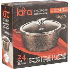 Кастрюля LARA CHOCO 24х11см, 4.2л, капсул. индукц. дно, крышка LR02-204 Кастрюля LARA CHOCO 24х11см, 4.2л, капсул. индукц. дно, крышка LR02-204 - фото 5