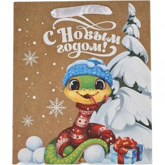 Пакет крафтовый верт. 'С Новым годом', змея, ML 23x27x11.5см 10365468 НГ Пакет крафтовый верт. 'С Новым годом', змея, ML 23x27x11.5см 10365468 НГ - фото 2