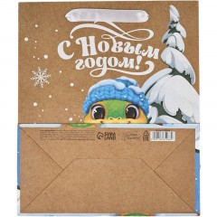 Пакет крафтовый верт. 'С Новым годом', змея, ML 23x27x11.5см 10365468 НГ Пакет крафтовый верт. 'С Новым годом', змея, ML 23x27x11.5см 10365468 НГ - фото 3