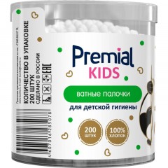 Палочки ватные PREMIAL  детские (цилиндр) 200 ватных палочек - фото 3