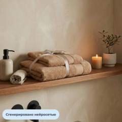 Набор полотенец махровых Luscan/бордюр 450г/м2, 50x90/70x140, бежевый - фото 8