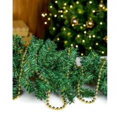 Бусы новогодние на елку Яркий праздник, d 1 см, длина 1,8м, золотые НУ-0053 - фото 3