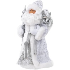 Фигурка НГ Дед Мороз В серебристой шубке(ПВХ,полиэст)15,5x8,5x31,5см,.90704 - фото 2