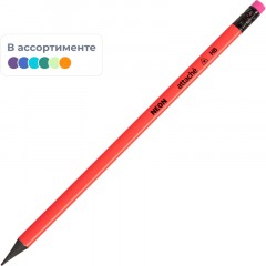Карандаш чернографитный Attache пластик, трехгранн, с ластиком, ассорти