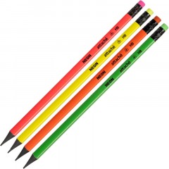 Карандаш чернографитный Attache пластик, трехгранн, с ластиком, ассорти - фото 2