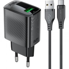 Зарядное устройство сетевое ACEFAST (AF-A90P3-BK)QC18W GaN USB-A с каб Зарядное устройство сетевое ACEFAST (AF-A90P3-BK)QC18W GaN USB-A с каб - фото 2