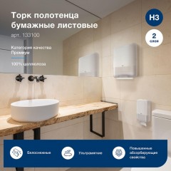 Полотенца бумажные Торк ZZ Прем 2-сл. НЗ 200л 20пач/уп, цел 133100 - фото 6