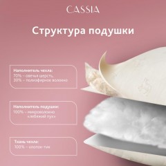 Подушка 70x70 Жемчужина Тибета овечья шерсть, микроволокно Подушка 70x70 Жемчужина Тибета овечья шерсть, микроволокно - фото 4
