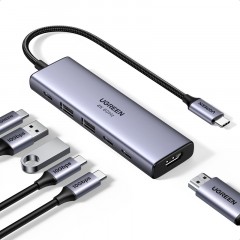 Разветвитель USB UGREEN CM511 (35999) USB-C to HDMI/2xUSB-A/2xUSB-C/PD сер Разветвитель USB UGREEN CM511 (35999) USB-C to HDMI/2xUSB-A/2xUSB-C/PD сер - фото 2