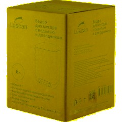 Ведро мусорное с педалью и доводчиком Luscan 6л, черное,прямоуг,металл - фото 8