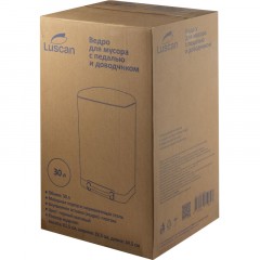 Ведро мусорное с педалью и доводчиком Luscan 30л,черное,прямоуг,металл - фото 7