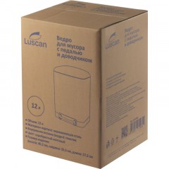 Ведро мусорное с педалью и доводчиком Luscan 12л,матов., прямоуг,нерж сталь - фото 7