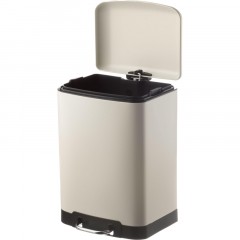 Ведро мусорное с педалью и доводчиком Luscan 12л,бежевое,прямоуг,металл - фото 3