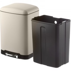 Ведро мусорное с педалью и доводчиком Luscan 12л,бежевое,прямоуг,металл - фото 4