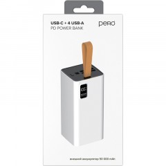 Внешний аккумулятор PERO PB09 50000 mAh,Li-Pol,output USB-C + 4USB-A,белый - фото 8