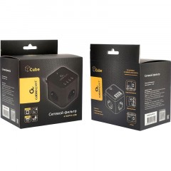 Сетевой фильтр Cablexpert Cube 3р/1,5м, 10А, 4хUSB, черный(CUBE-3-U4-B-1.5) Сетевой фильтр Cablexpert Cube 3р/1,5м, 10А, 4хUSB, черный(CUBE-3-U4-B-1.5) - фото 3