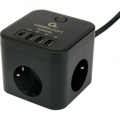 Сетевой фильтр Cablexpert Cube 3р/1,5м, 10А, 3xUSB,черный(CUBE-3-CU3-B-1.5) Сетевой фильтр Cablexpert Cube 3р/1,5м, 10А, 3xUSB,черный(CUBE-3-CU3-B-1.5) - фото 2