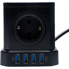 Сетевой фильтр Cablexpert Tower 5р/3м, 10А, 4хUSB, черный(TWR-5-U4-B-3) Сетевой фильтр Cablexpert Tower 5р/3м, 10А, 4хUSB, черный(TWR-5-U4-B-3) - фото 2