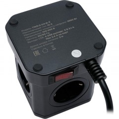 Сетевой фильтр Cablexpert Tower 5р/3м, 10А, 4хUSB, черный(TWR-5-U4-B-3) Сетевой фильтр Cablexpert Tower 5р/3м, 10А, 4хUSB, черный(TWR-5-U4-B-3) - фото 3