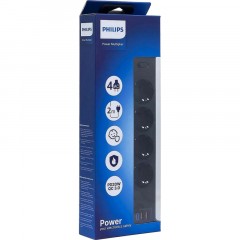 Сетевой фильтр Philips CHP4346BA/51 4р/2м с USB, 10А, черный Сетевой фильтр Philips CHP4346BA/51 4р/2м с USB, 10А, черный - фото 4