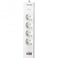Сетевой фильтр Philips CHP4346WA/51 4р/2м с USB, 10А, белый Сетевой фильтр Philips CHP4346WA/51 4р/2м с USB, 10А, белый - фото 2