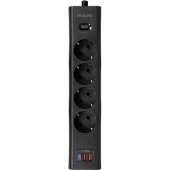Сетевой фильтр Philips CHP8246BA/51 4р/2м с USB, 10А, черный Сетевой фильтр Philips CHP8246BA/51 4р/2м с USB, 10А, черный - фото 2