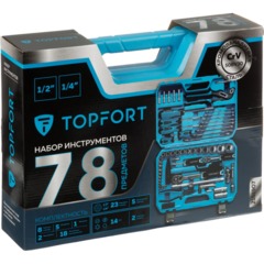 Набор инструмента Topfort 78 предмета 1/2 и 1/4 - фото 7