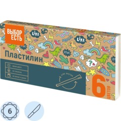 Пластилин классический Выбор Есть 6 цв.90 гр, набор со стеком