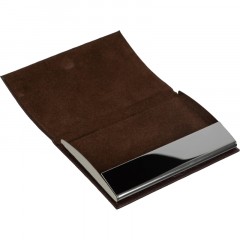 Визитница на 20 визиток металл/экокожа с шильдом д/гравировки коричн, 80106 - фото 3