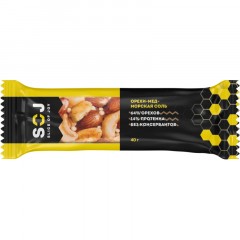 Батончик SOJ ореховый с медом орехи -мед-морская соль 40г 20шт/уп - фото 2