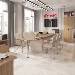 Конференц-кресло UA_SAMBA Chrome к/з бежев./бук (V-18 1.007) - фото 4