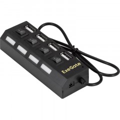 Концентратор USB хаб ExeGate (EX293977RUS) DUB-42SW 4-в-1 черн - фото 2