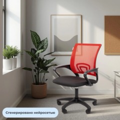 Кресло ТП 304 LT сетка/ткань,красный/черный,пластик - фото 2