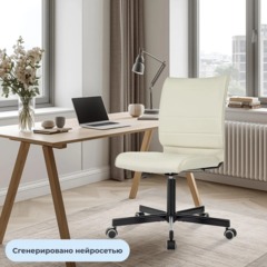 Кресло VB_EChair 303 PU слоновая кость эко.кожа крестов. металл черный - фото 2