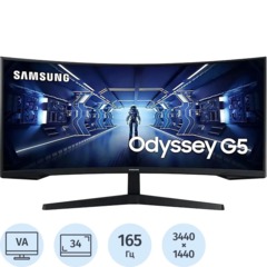Монитор Samsung (LC34G55TWWIXCI)34/UWQHD/VA/165Hz/250cd/1ms/DP/HDMI