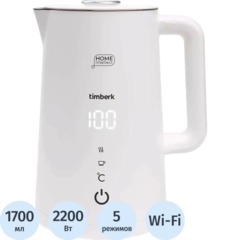 Чайник Timberk T-EK21S103WF, электрический с Wi-Fi,2200Вт, 1.7л, белый
