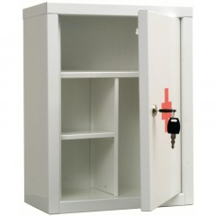 Аптечка металлическая ПРАКТИК AMD-39  белая, ключ. зам, 300х160х390