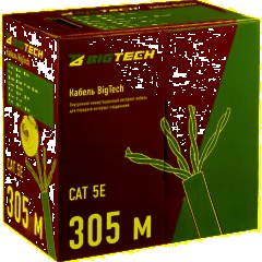 Кабель BigTech BT-CECR-001 медь UTP 4 пары, кат.5e AWG25 PVC 305м сер - фото 2