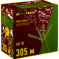 Кабель BigTech BT-CECR-003 медь UTP 4 пары, кат.5e AWG24 PVC 305м сер - фото 2