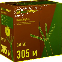 Кабель BigTech BT-CECR-011 CCA UTP 4 пары, кат.5e AWG25 PVC 305м сер - фото 3