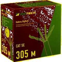 Кабель BigTech BT-CECR-013 CCA UTP 4 пары, кат.5e AWG24 PVC 305м сер - фото 2