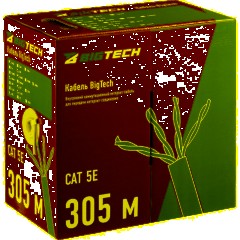 Кабель BigTech BT-CECR-014 CCA FTP 4 пары, кат.5e AWG24 PVC 305м сер - фото 2
