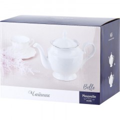 Чайник Belle v=1300мл с золотой окантовкой  (фарфор), 0850069 - фото 10