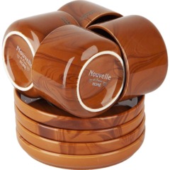 Набор чайный 8пр. Wooden Grain (4 персон) v=200мл (фарфор), 1730306
